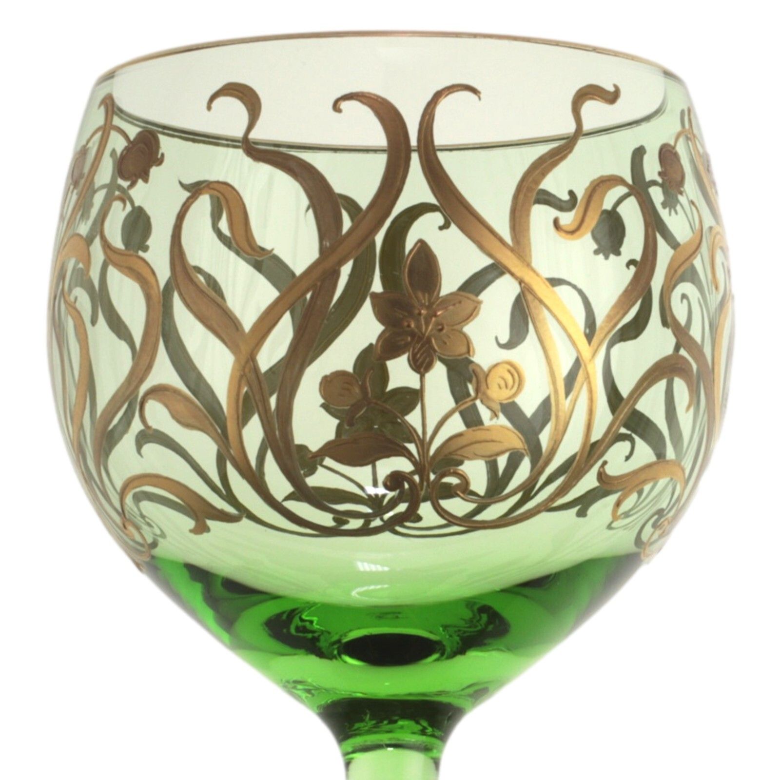 Bohemian Art Nouveau / Josephinenhutte Enamel Hock Wine Glass 19.5cm photo for sale