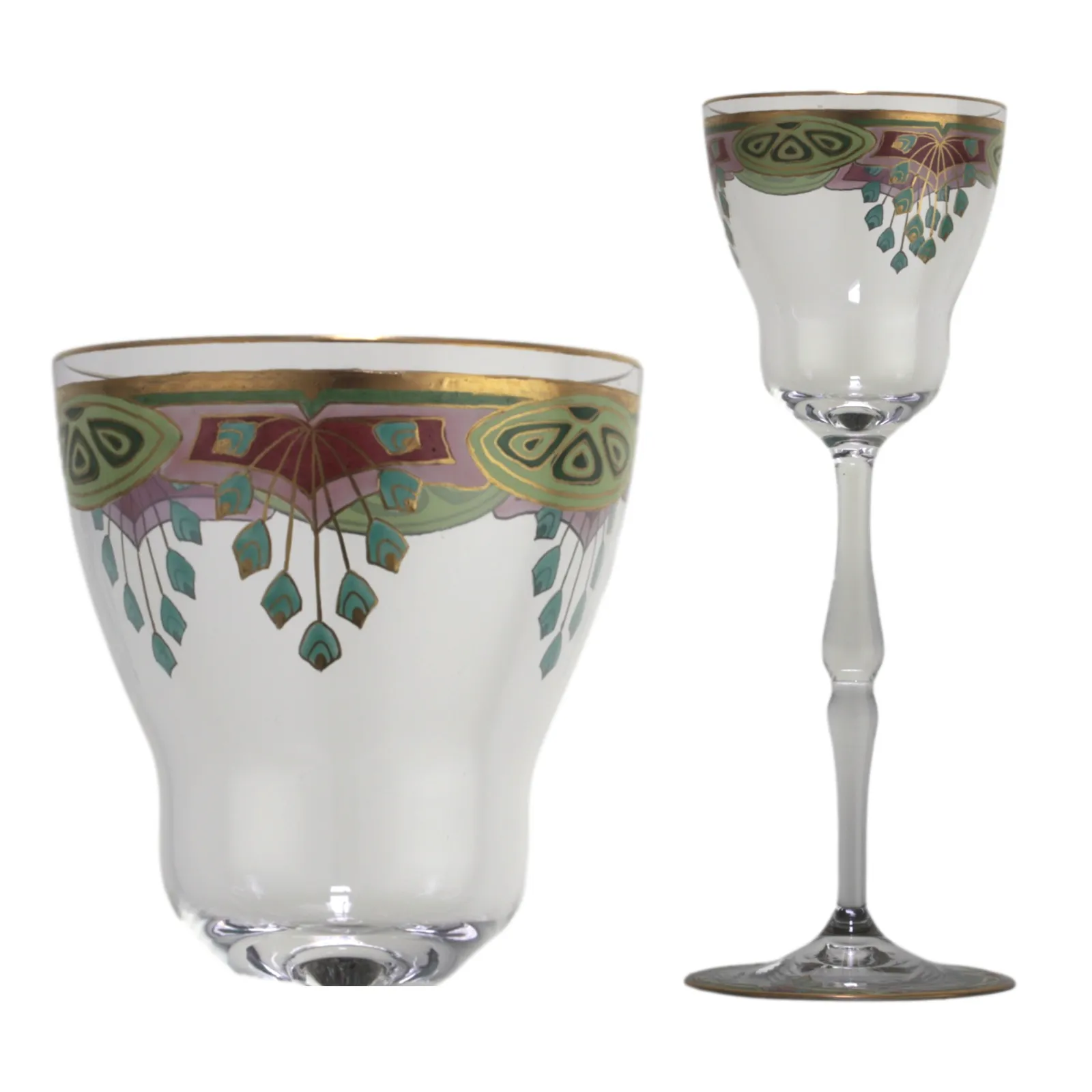 Meyr's Neffe Art Nouveau / Secessionist Enamel Hock Wine Glass 20cm