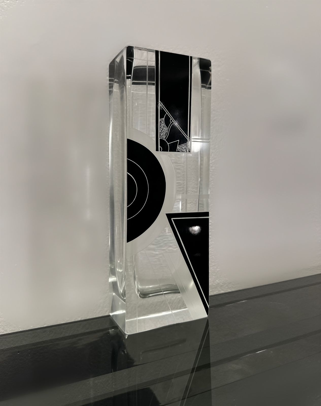 Art Deco Acid Etched Black Glass Vase By Karl Palda, 1930 photo vinterior
