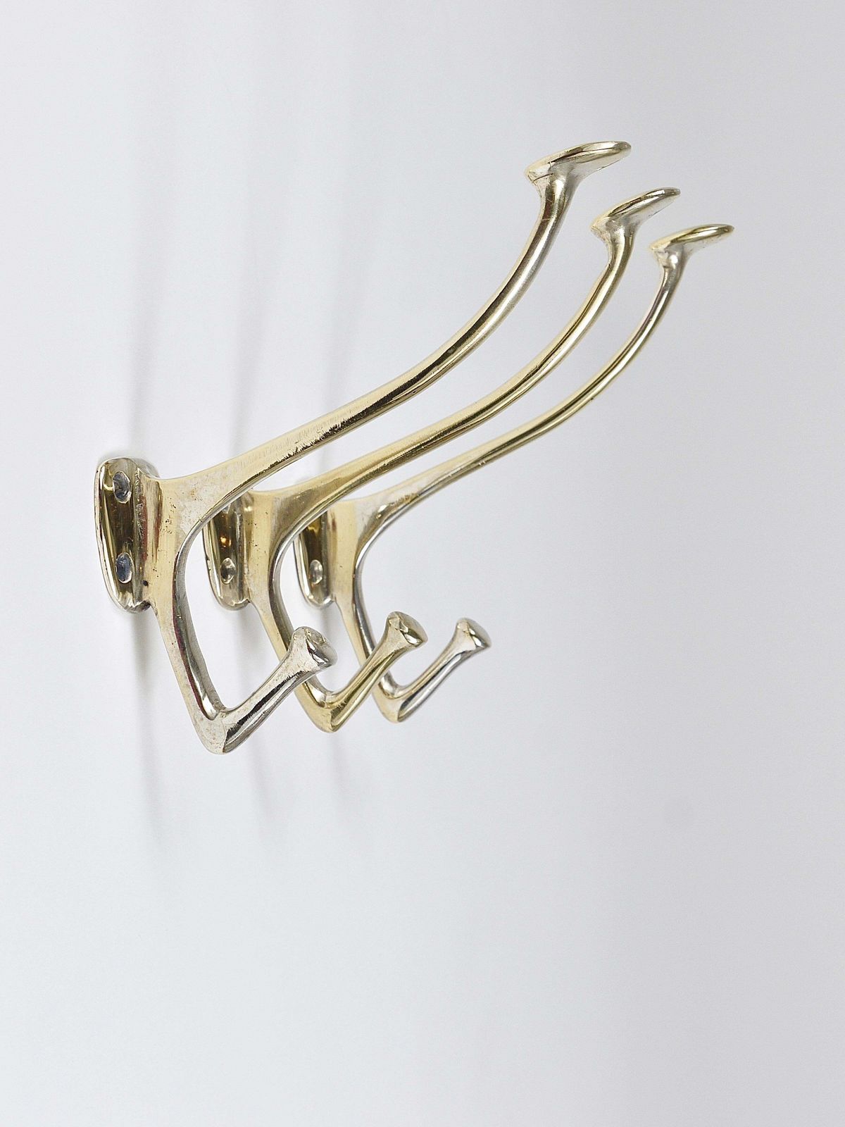 Furniture Up To 6 Adolf Loos Art Nouveau Nickel Brass Wall Hooks Café Capua Vienna, 1900s photo