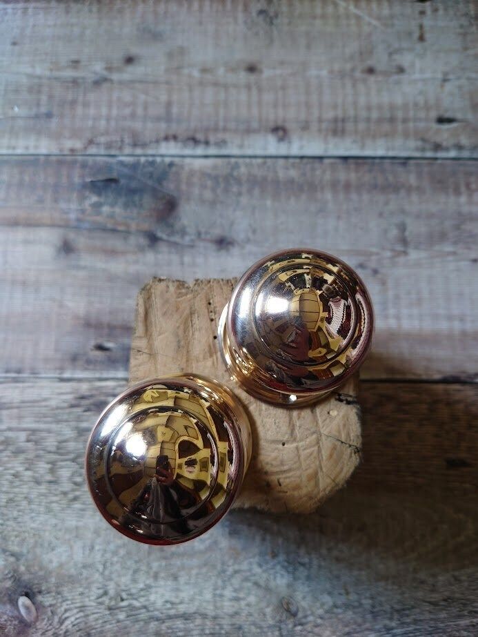 1 Pair Antique Copper Brass Door Knobs, Victorian Rose Brass Door Knobs, Gibbons Wolverhampton Brass Door Knobs photo vintage