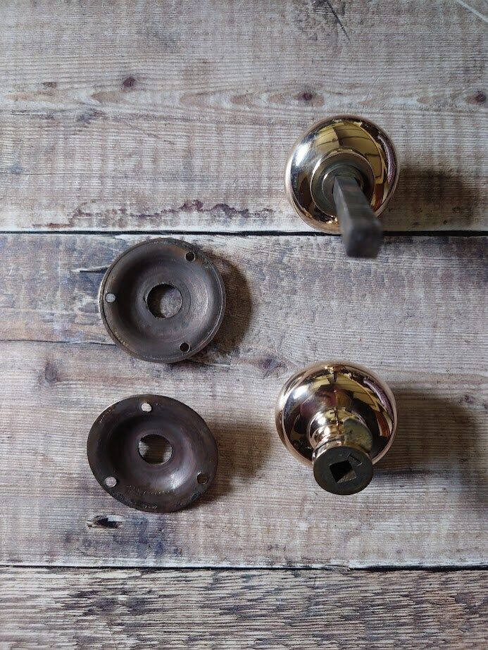 photo furniture 1 Pair Antique Copper Brass Door Knobs, Victorian Rose Brass Door Knobs, Gibbons Wolverhampton Brass Door Knobs