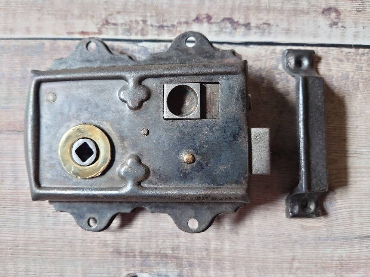 Vintage Steel Lock With Iron Keep, Vintage Sliding Lock, Old Latch photo furniture