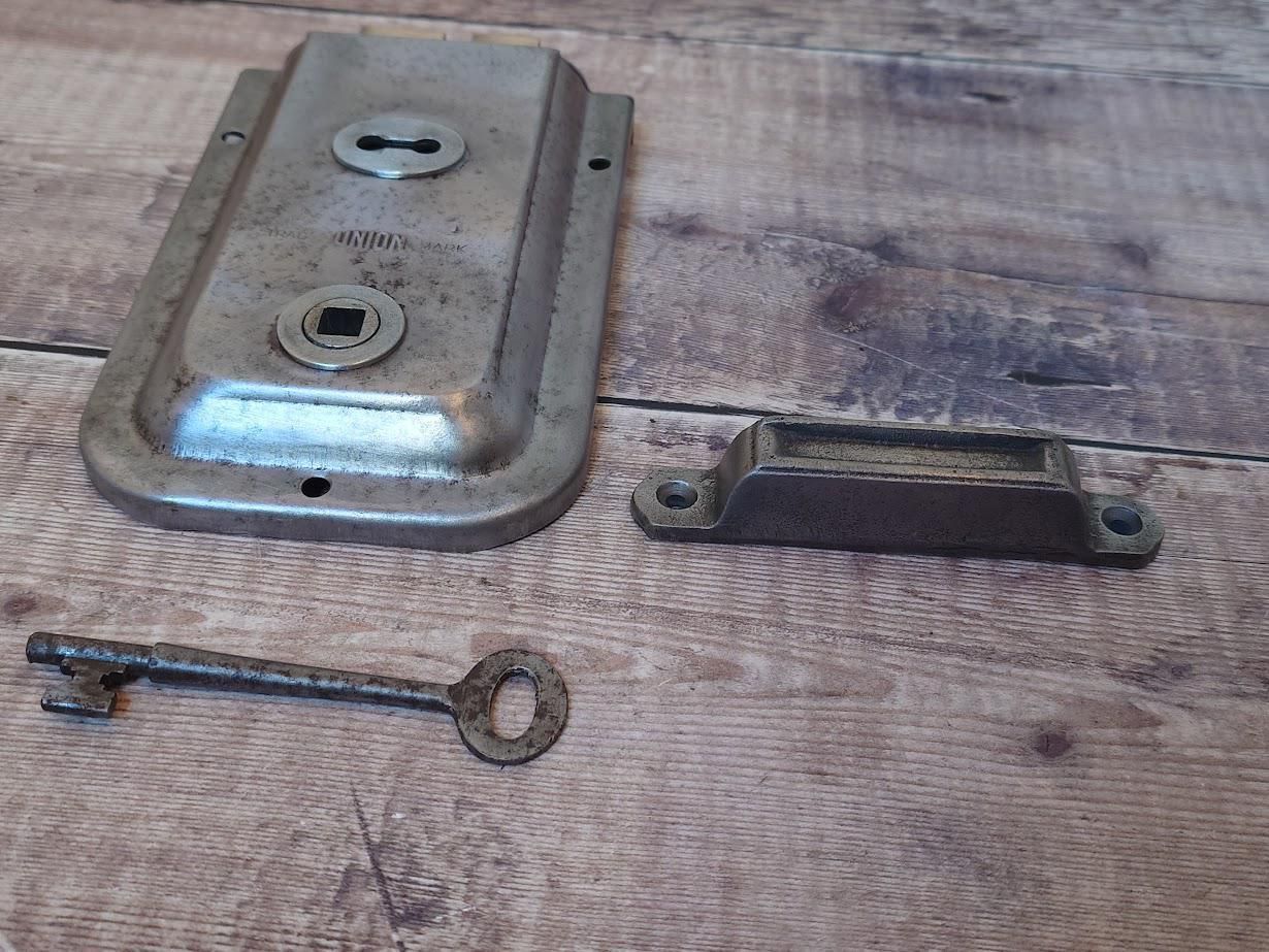 Heavy Union Steel Lock With Iron Keep And Steel Key photo vintage