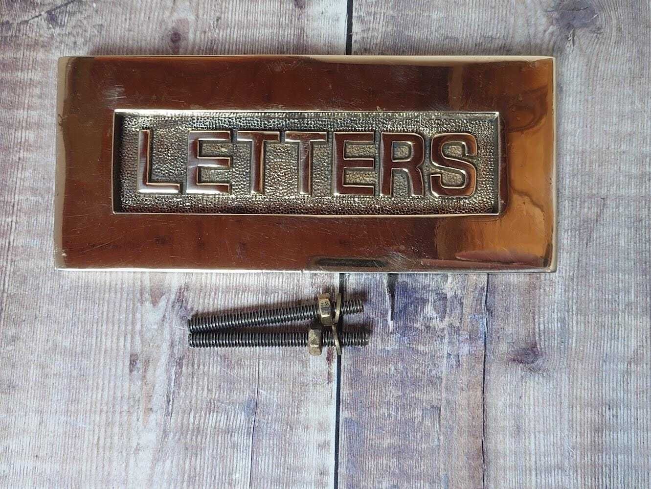 Polished Brass Door Letter Plate, Heavy Brass Mail Box Slot photo 61.0