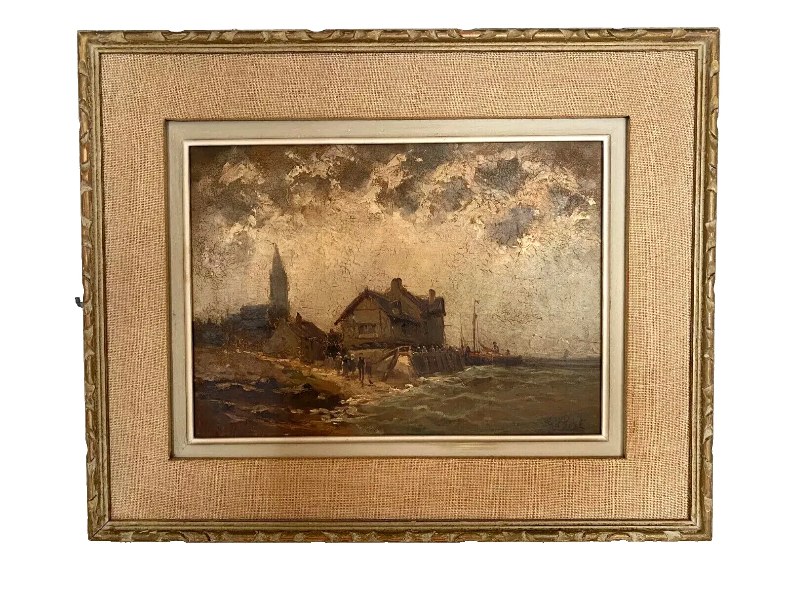 Oil On Panel By Isorel "View Of The Port" 20th Century