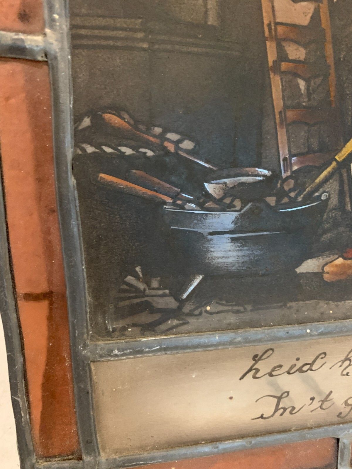 19th Century Painted Stained Glass Decorative Panel photo for sale