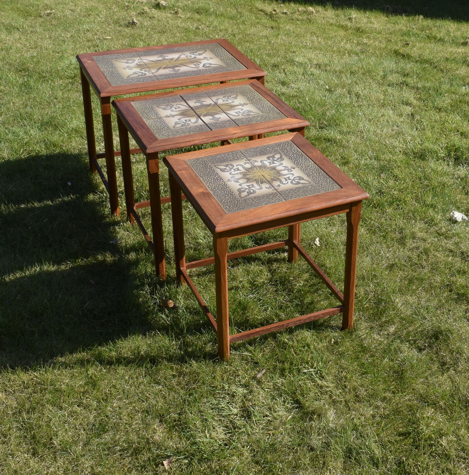 Danish Tiled Top Teak Nest Of Tables photo vinterior