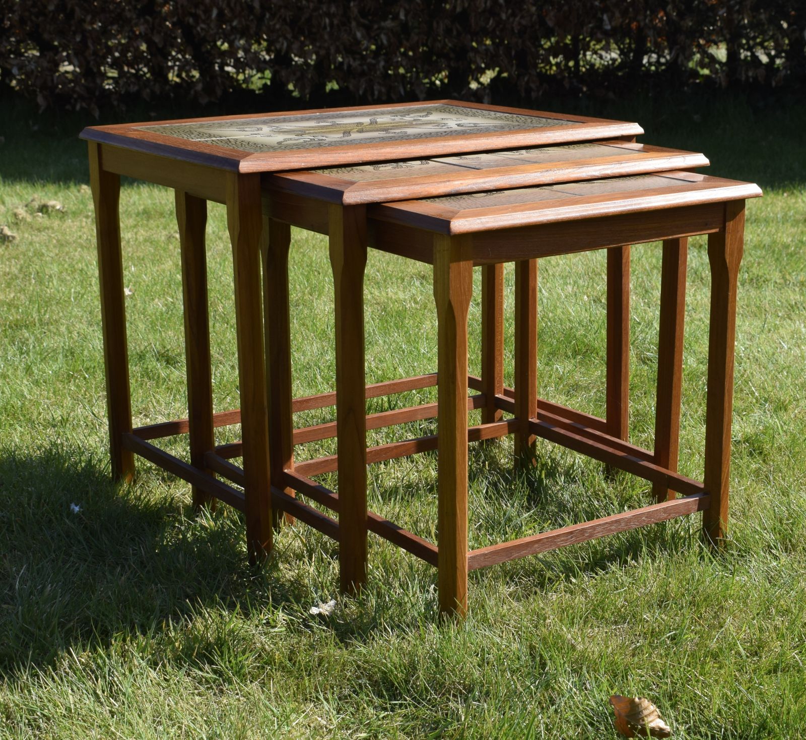 225.0 Danish Tiled Top Teak Nest Of Tables photo