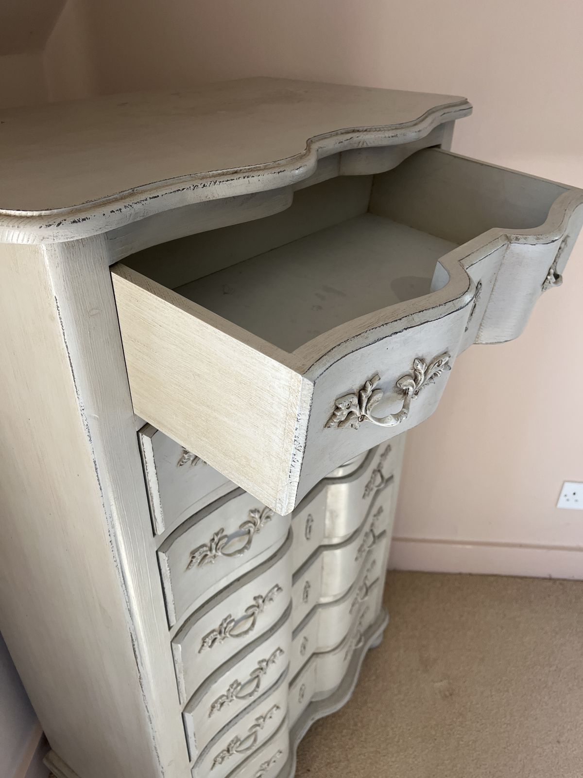 Tall French Grey Vintage Chest Of Drawers photo Furniture