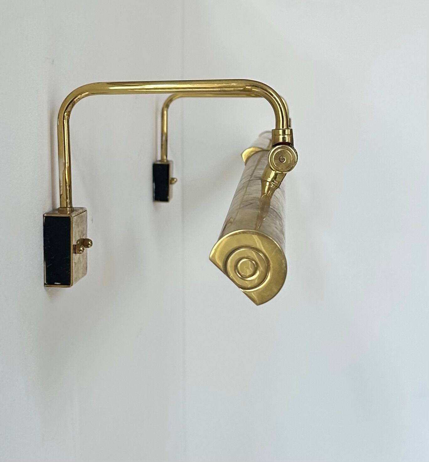 Pair Of Vintage Adjustable Brass Wall Lights, France 1970 photo furniture