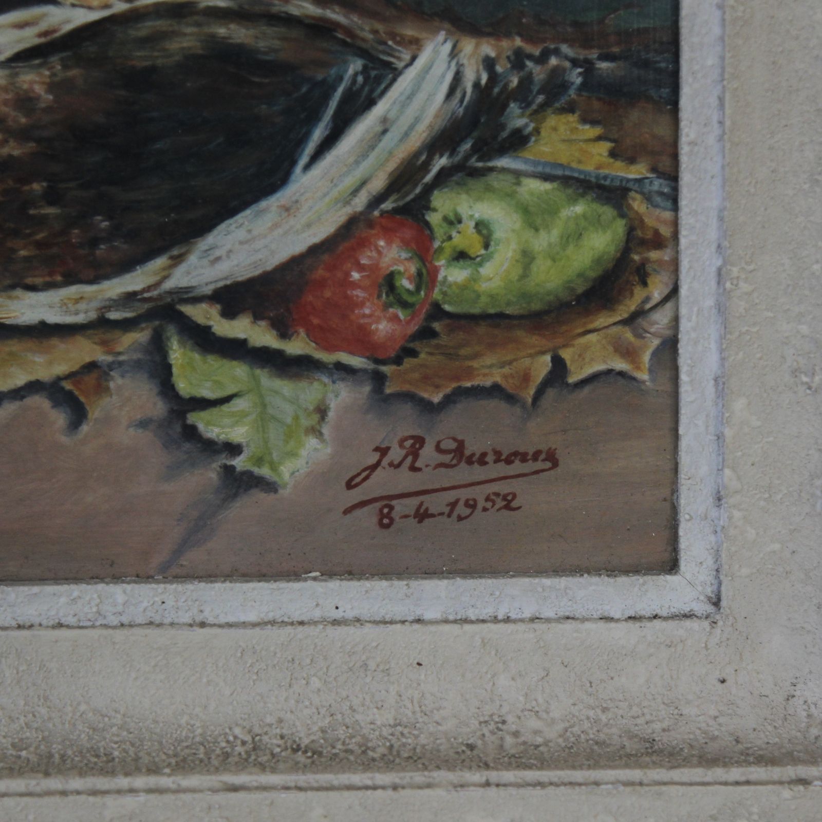 Antique French Mid Century Still Life, Oil On Board Dated 1952 photo for sale