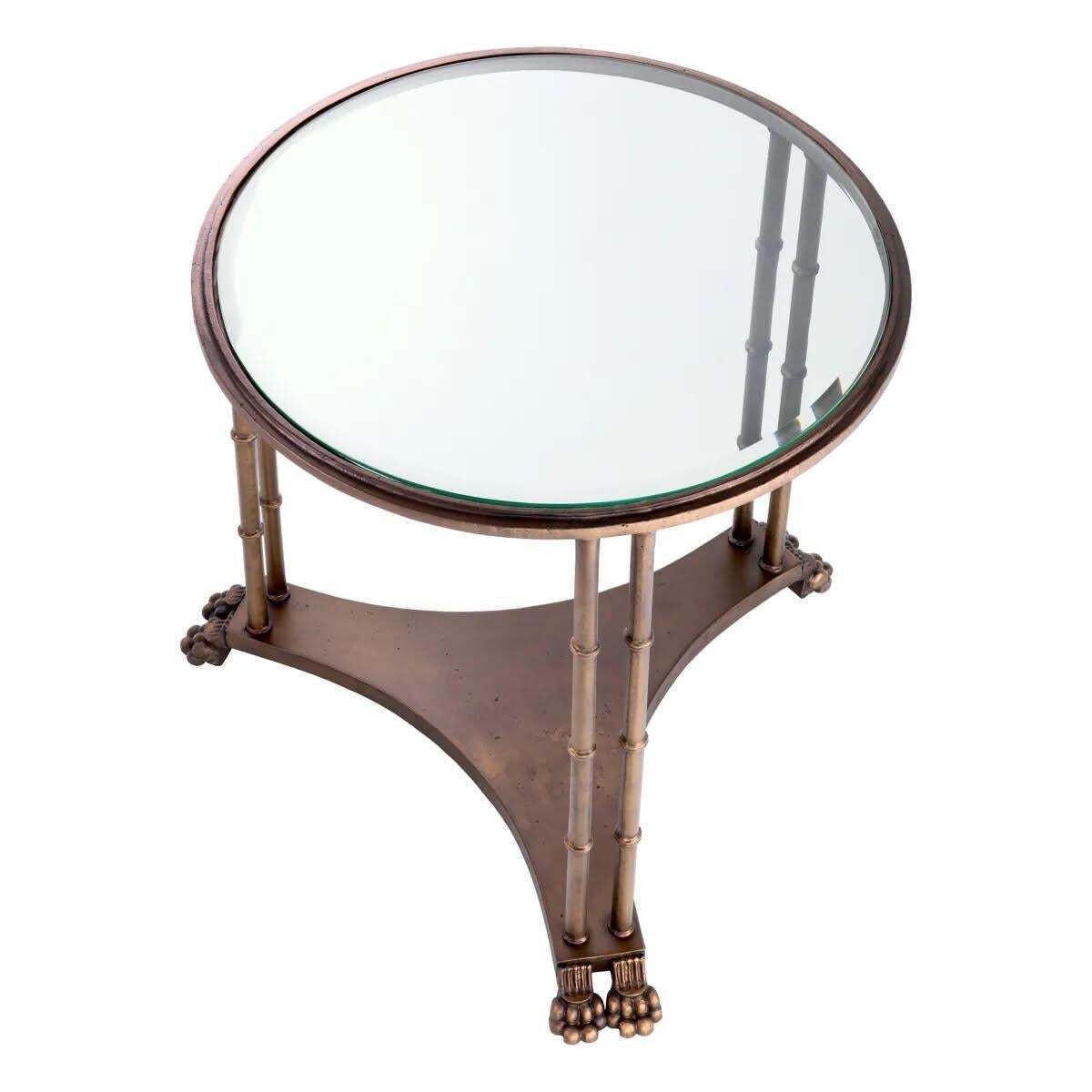 Pair Of Side Tables, End Of Sofa, Bronze And Bevelled Glass. photo furniture