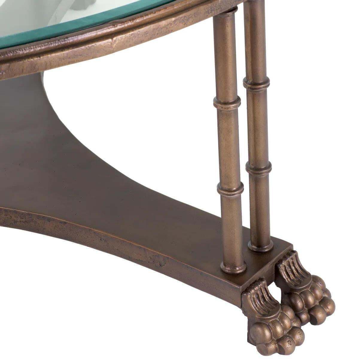 Pair Of Side Tables, End Of Sofa, Bronze And Bevelled Glass. photo for sale