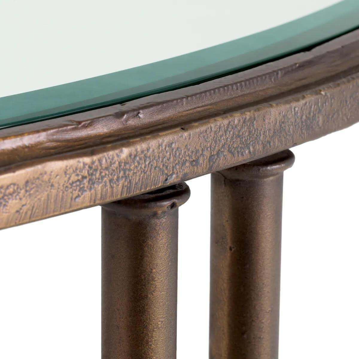 Pair Of Side Tables, End Of Sofa, Bronze And Bevelled Glass. photo Furniture
