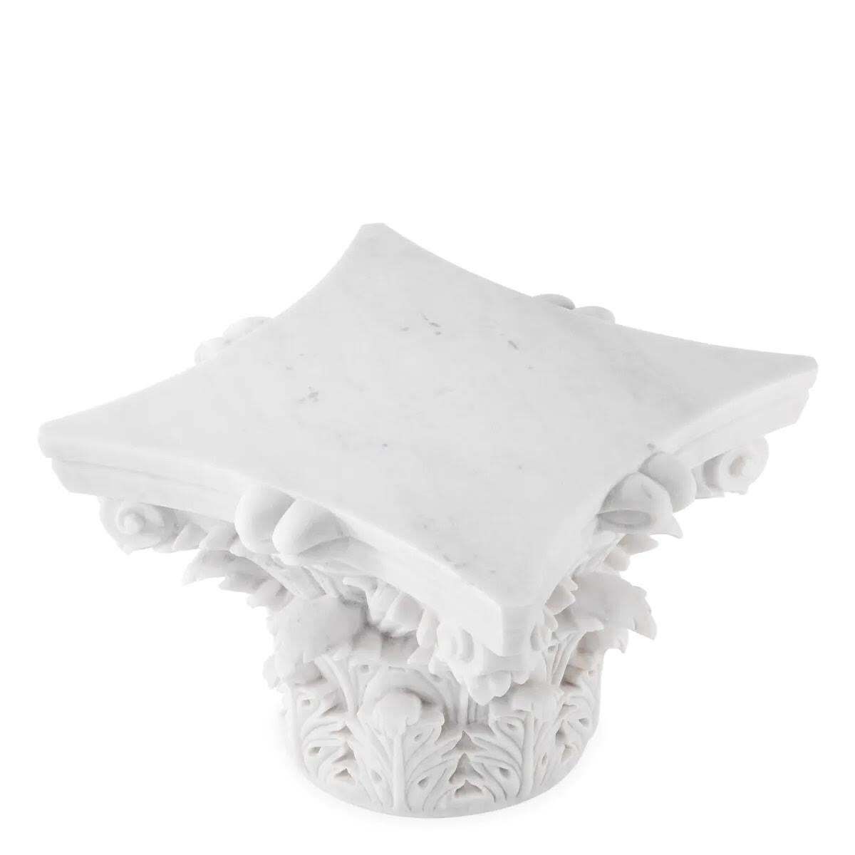 White Marble Coffee Table, Representing A Corinthian Capital, Contemporary Work. photo furniture