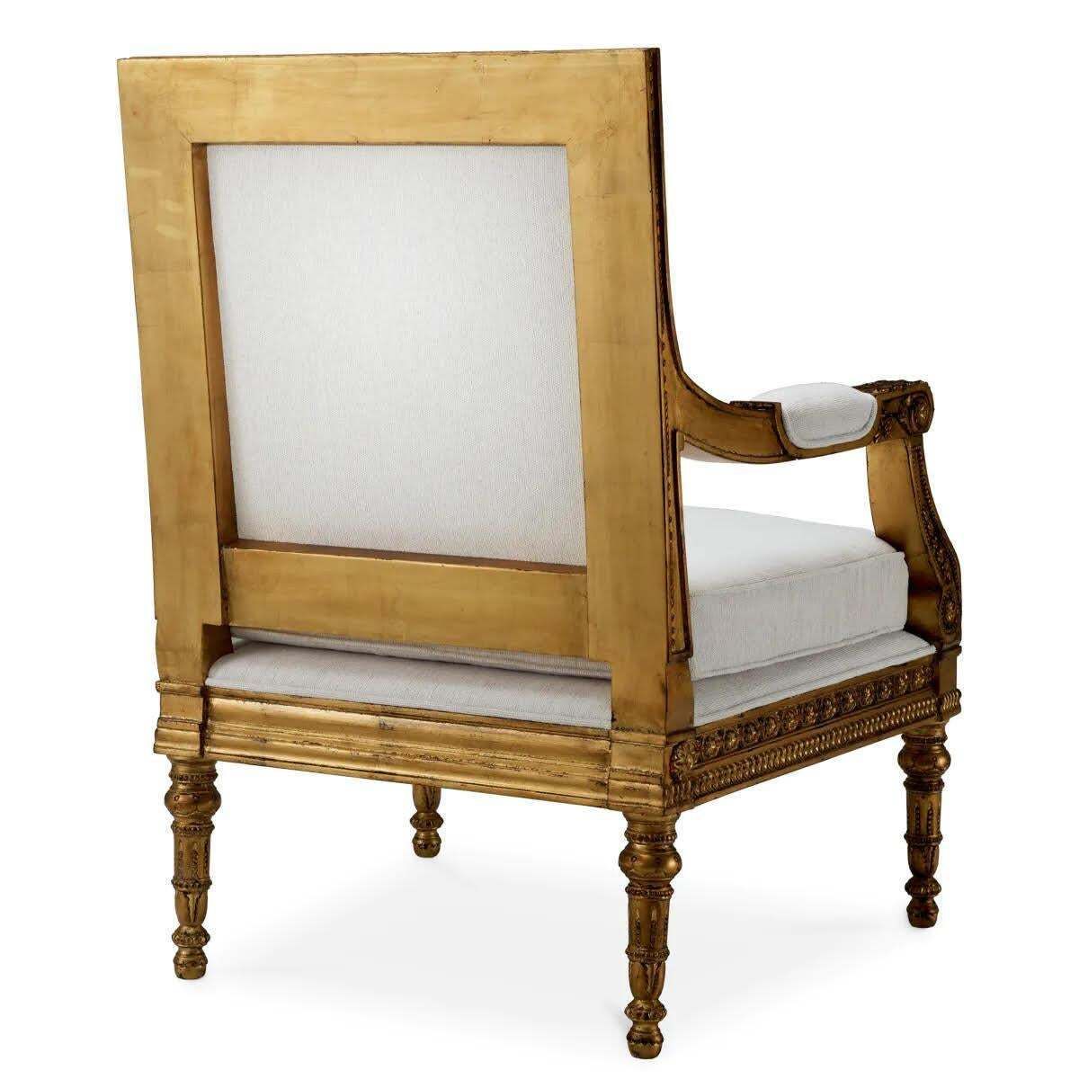 Pair Of Louis XVI Style Armchairs In Gilded Wood. photo Furniture