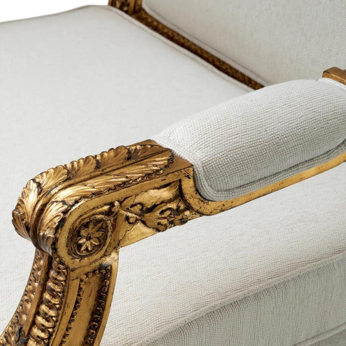 Pair Of Louis XVI Style Armchairs In Gilded Wood. photo vinterior