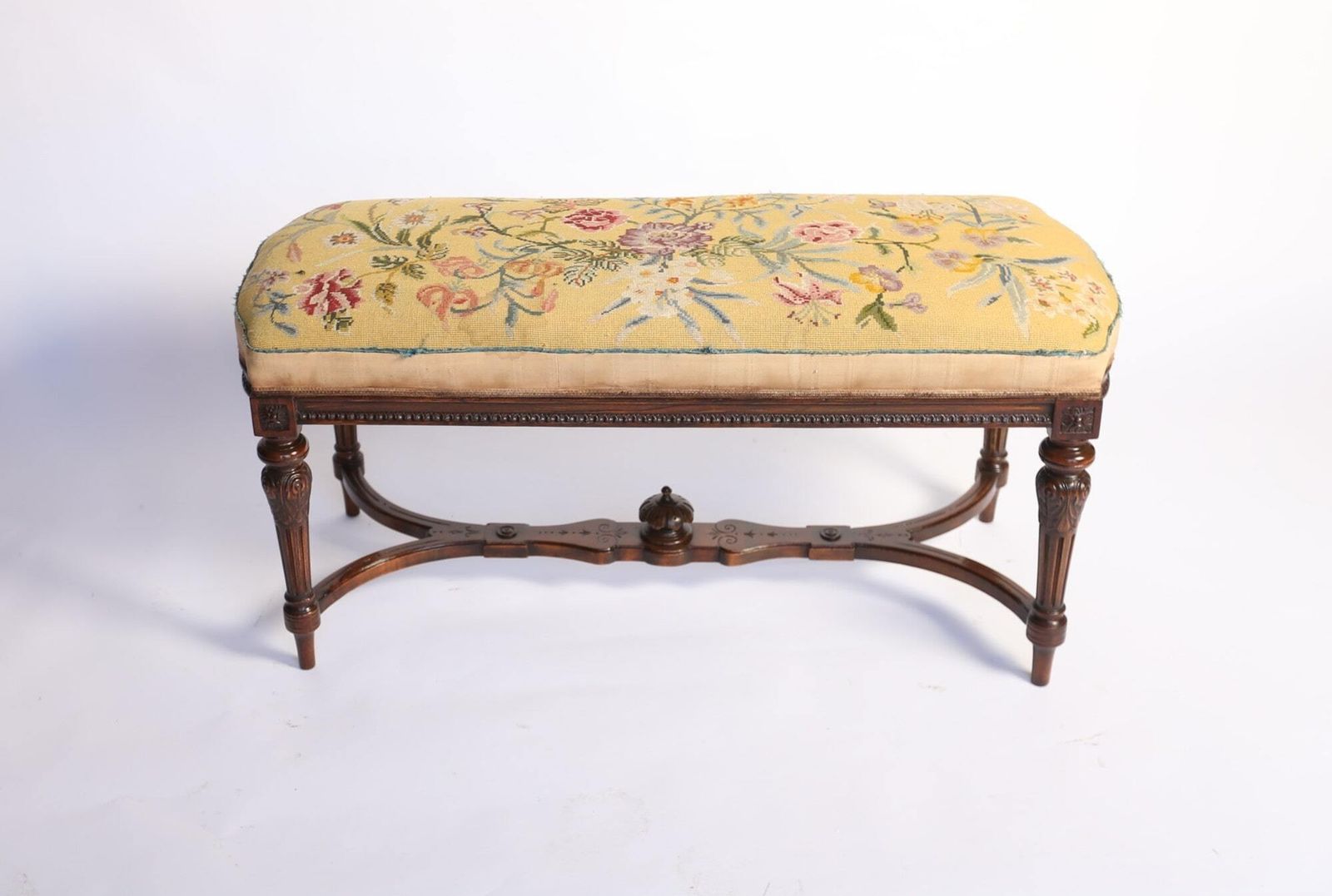 Victorian Carved Walnut Duet Stool