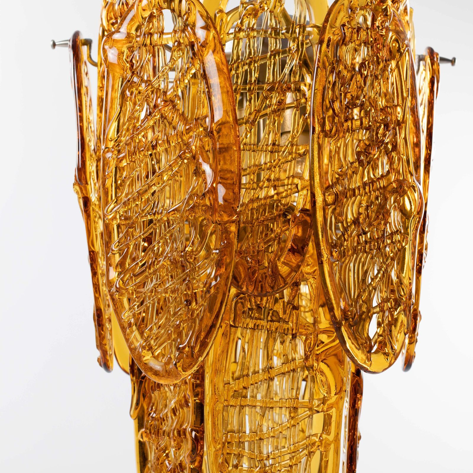 Italian Mid Century Cognac Colored Muranoglass Chandelier By Av Mazzega, 1960s photo for sale