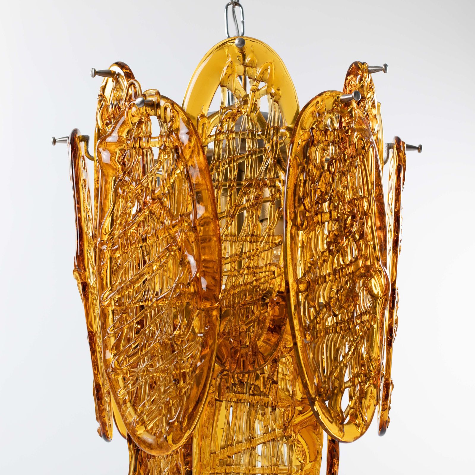 Italian Mid Century Cognac Colored Muranoglass Chandelier By Av Mazzega, 1960s photo 2751.0