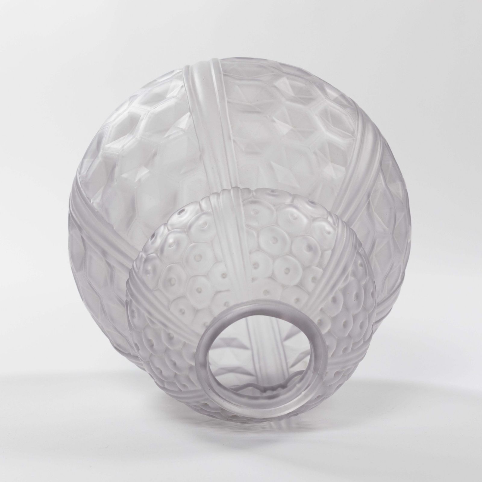 Pair Of French Art Déco Art Glass Vases In Geometric Design By Oreor, 1930s photo buy