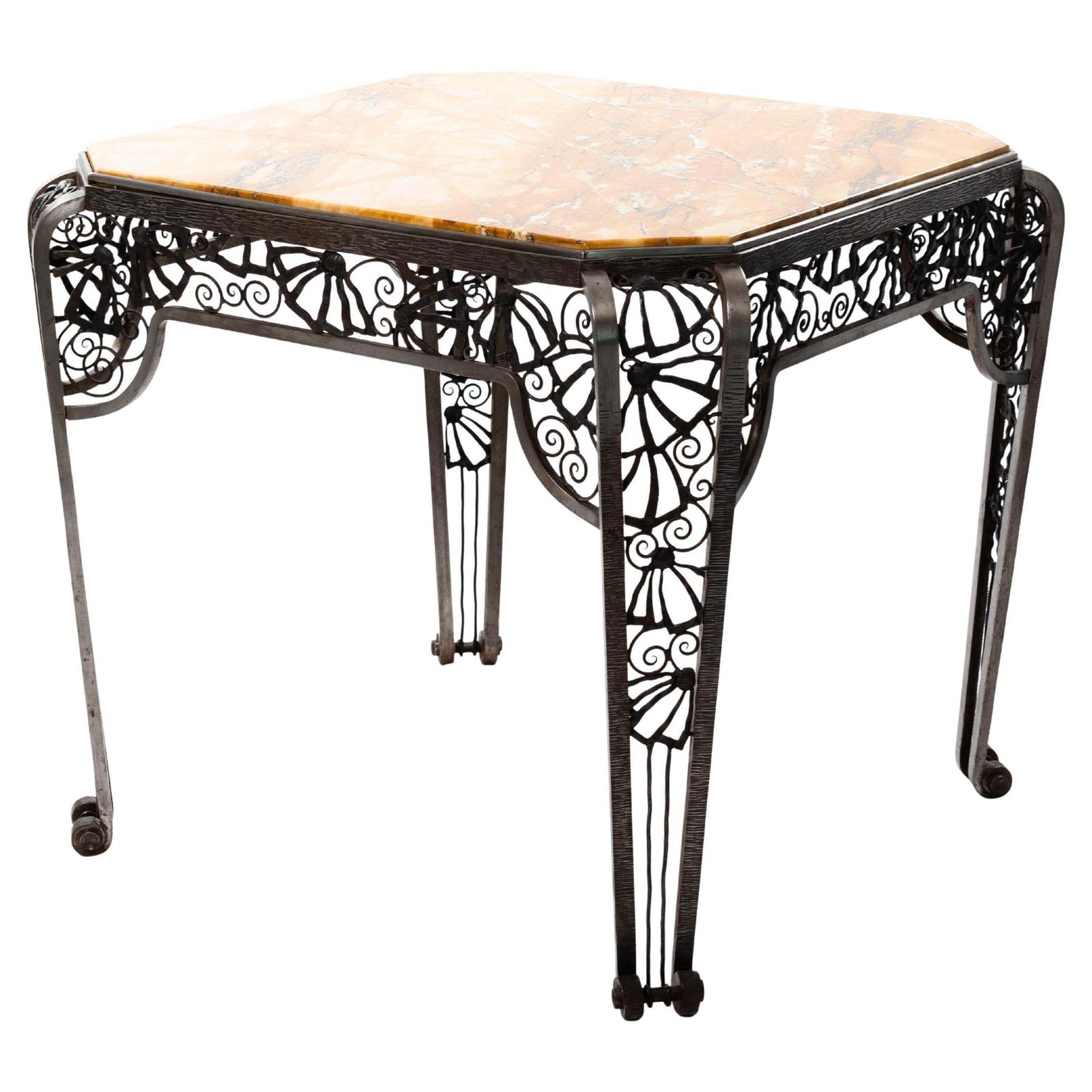 French Forged Iron Art Déco Center Table By Malatre Et Tonnelier, 1930s