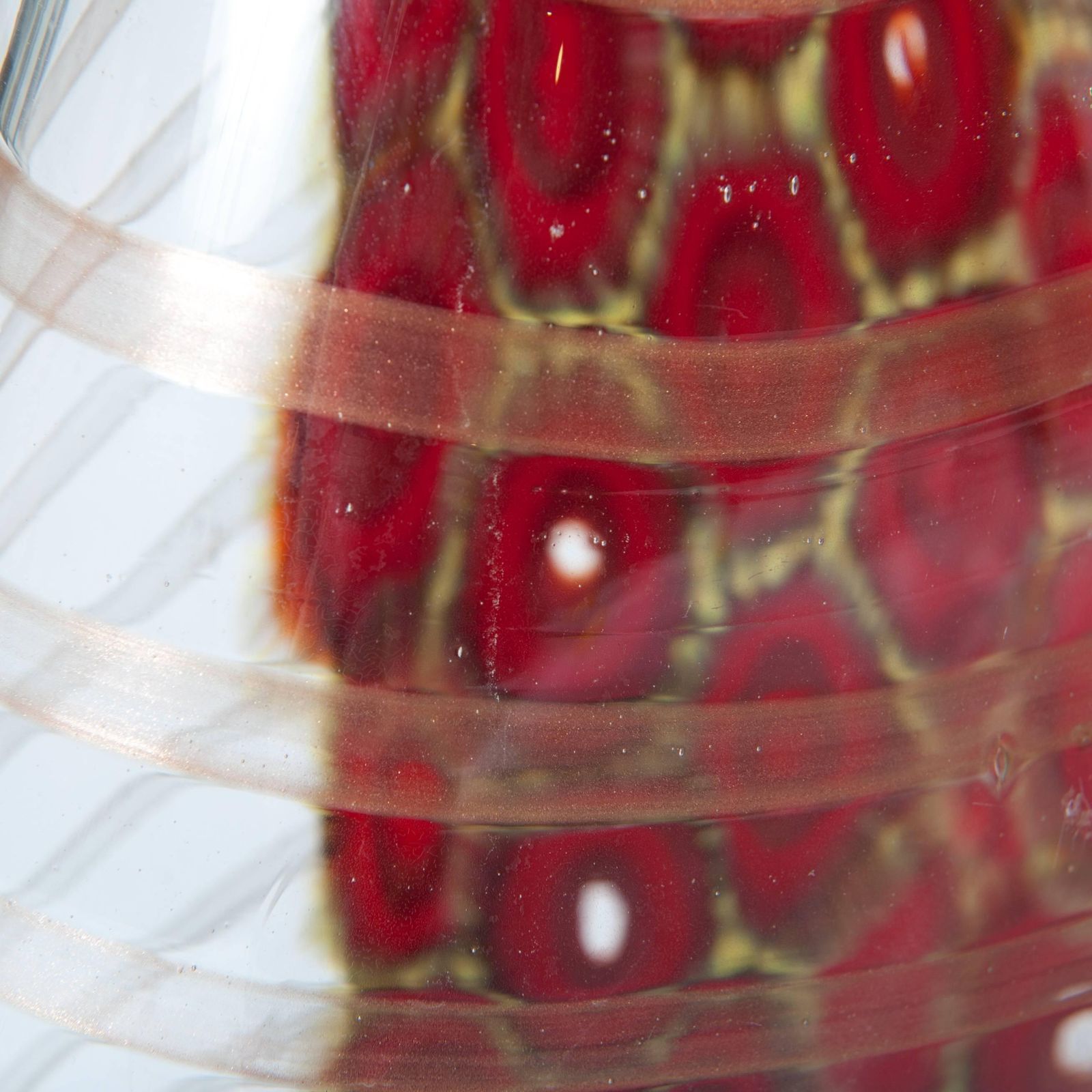 Elegant, Tall Bottle Shaped Murano Glass Vase Clear Glass, Red, Yellow 1980s photo buy