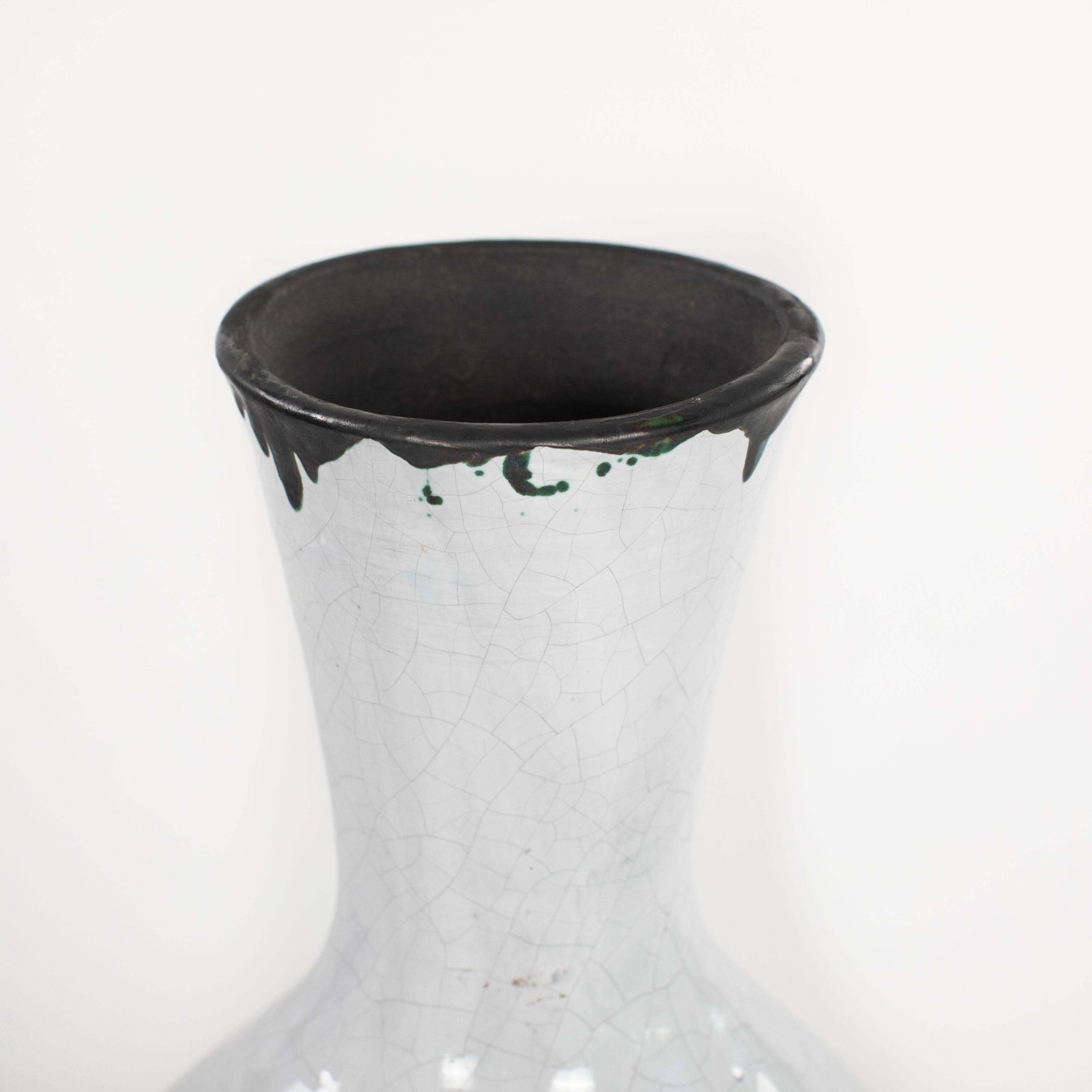 Italian Mid Century Black And White Vase In Raku Design, Signed Marioni 1970s photo for sale