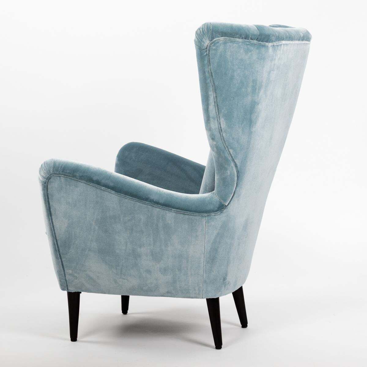 Pair Of Mid Century Italian Armchairs In Turquoise Acqua Velvet By Isa, Bergamo photo Furniture
