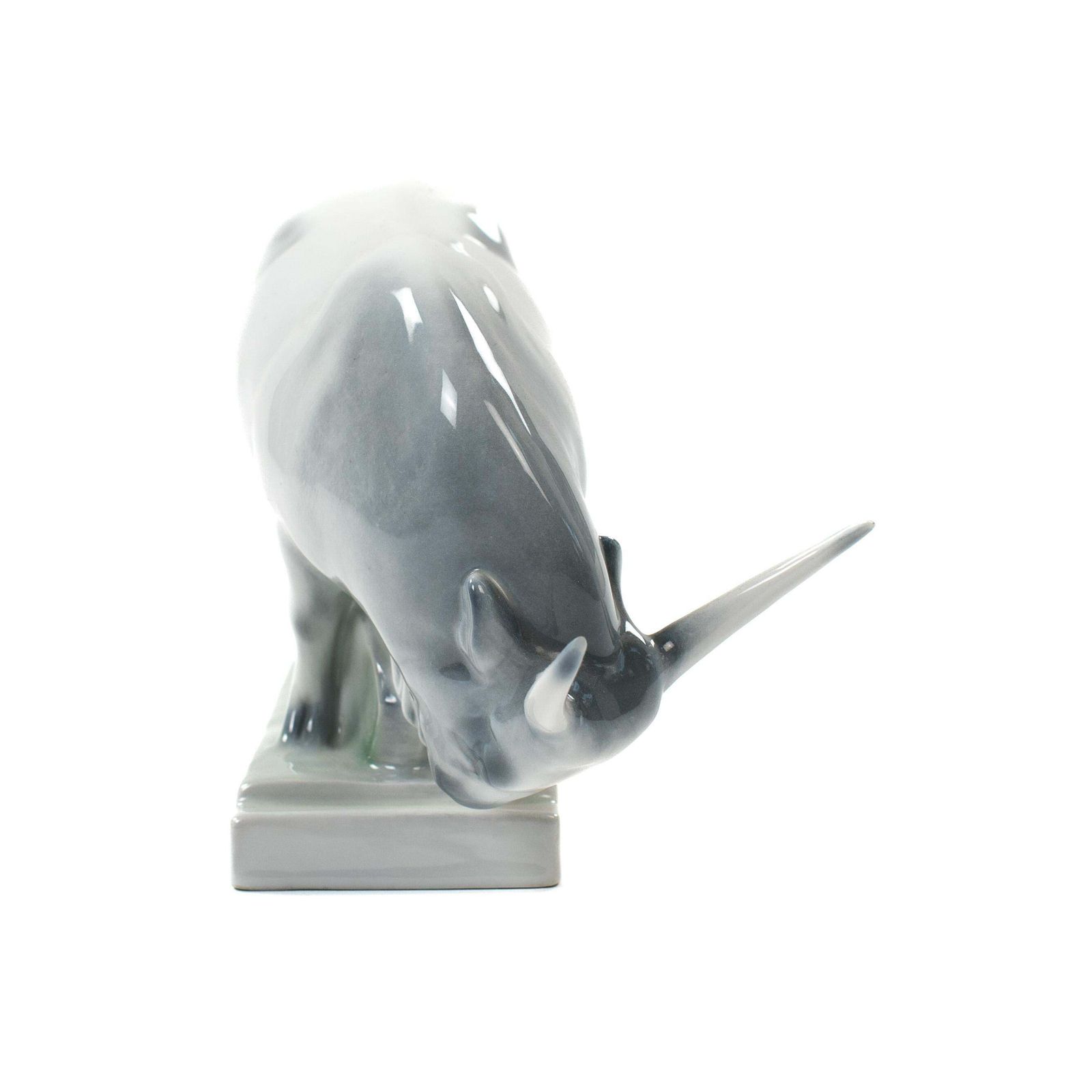 Hungary Mid Century Porcelain Bull In Soft Light Grey Green Colors By Zsolnay photo for sale