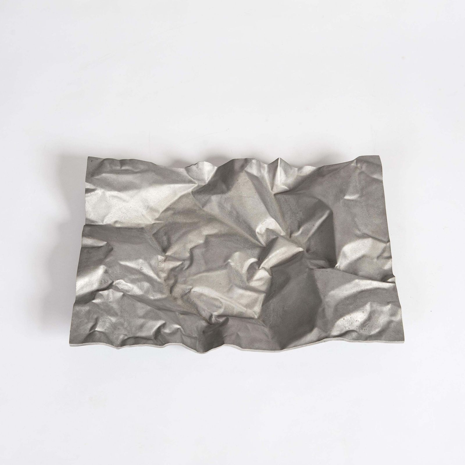 Italian Midcentury Abstract Geometric Silvergrey Aluminum Centerpiece, Sign. Np2 photo Art