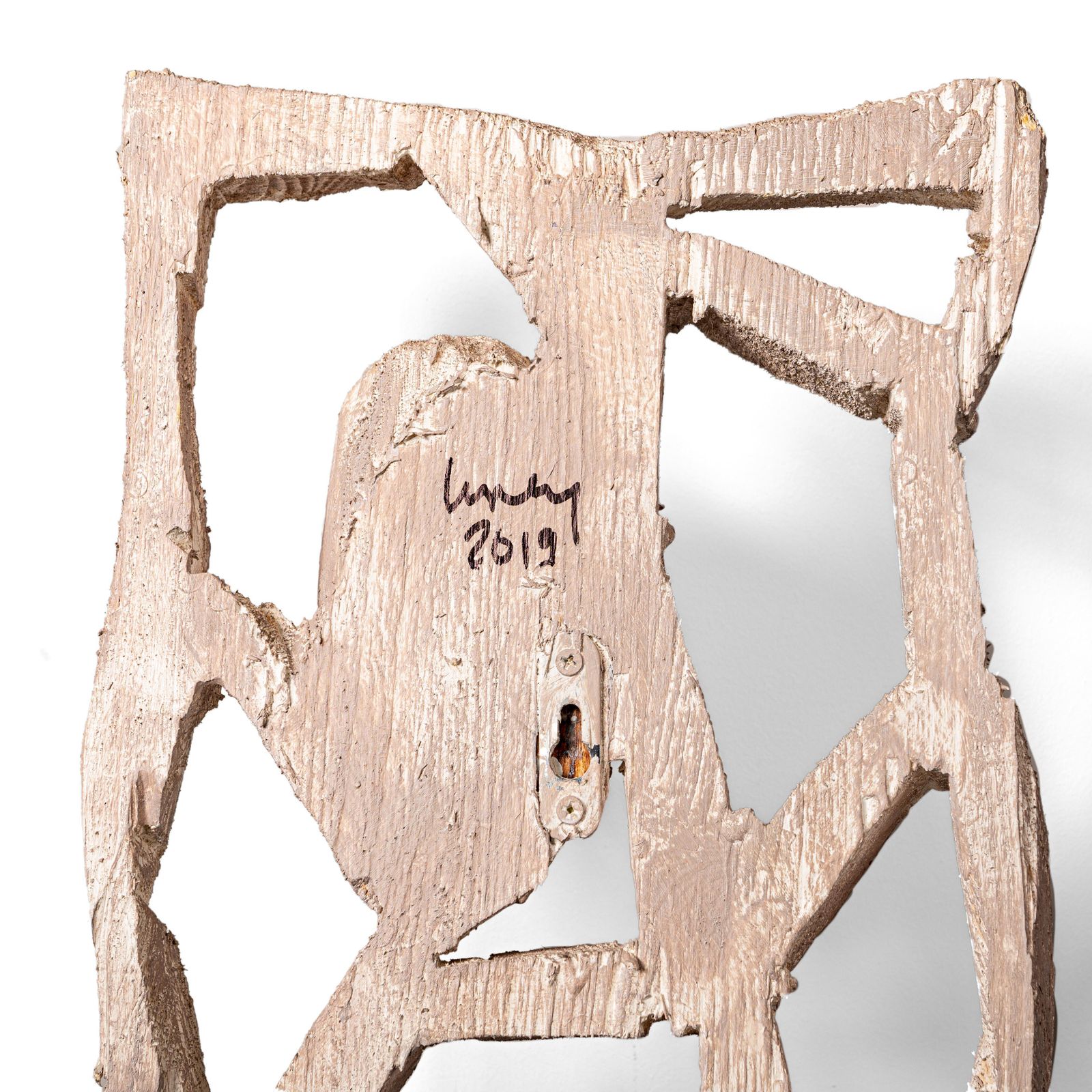 Tall Abstract Wooden Wall Mounted Sandy White Sculpture By Christofer Kochs 2019 photo buy