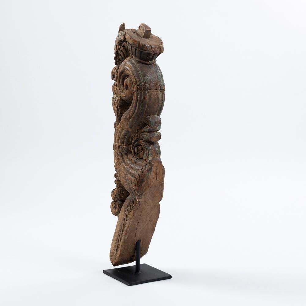 Architectural Wooden Sculpture Original Green Turquoise Paint India 18th Century photo Art