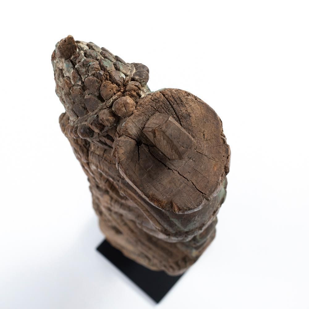 Architectural Wooden Sculpture Original Green Turquoise Paint India 18th Century photo buy