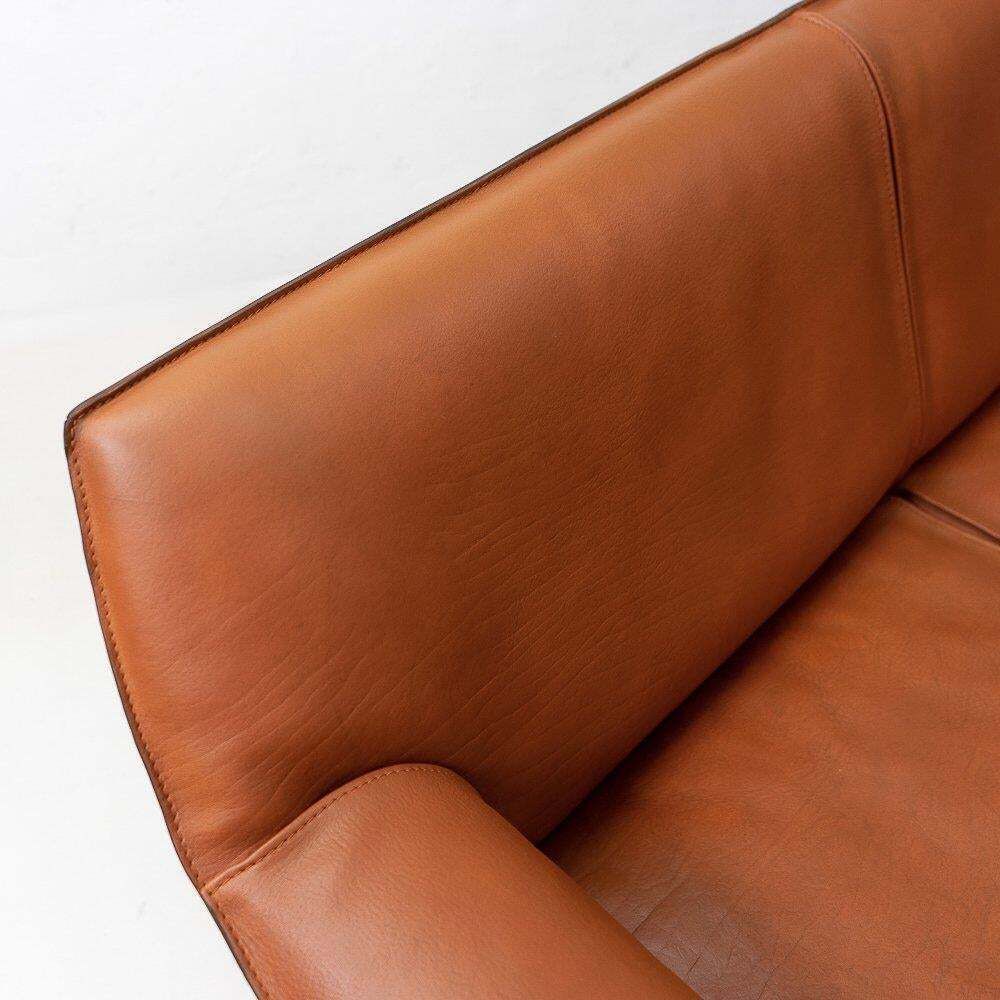 Italian Mid Century Leather Sofa In China Red By Mario Bellini For Cassina 1970s photo vintage