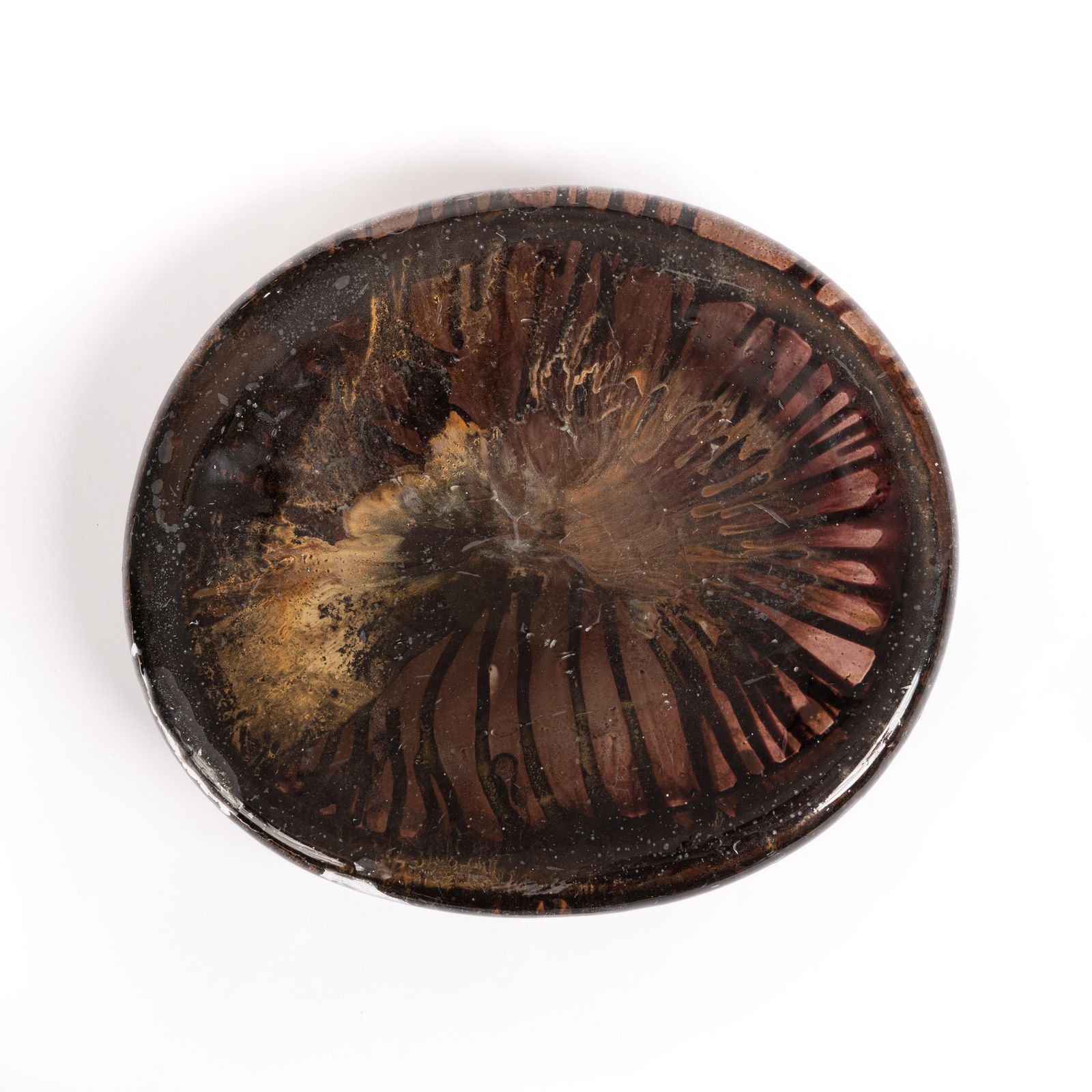 Italian Mid Century Resin Bowl In Brown Gold Tones Florenze 1980s photo Home Decor