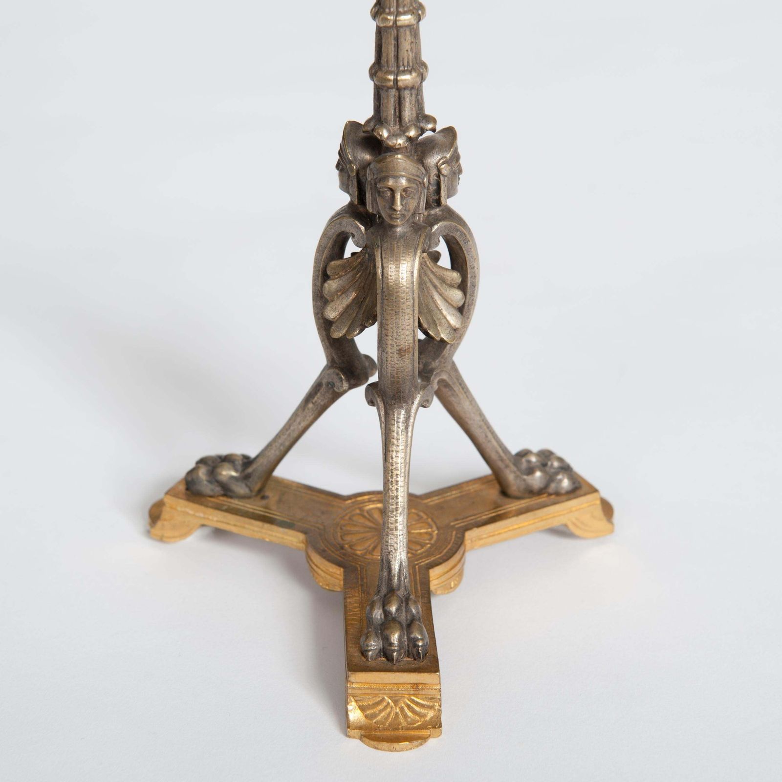 Pair Of French Napoleon III Candlesticks Bronze & Bronze Firegilt By A. Daubrée photo for sale