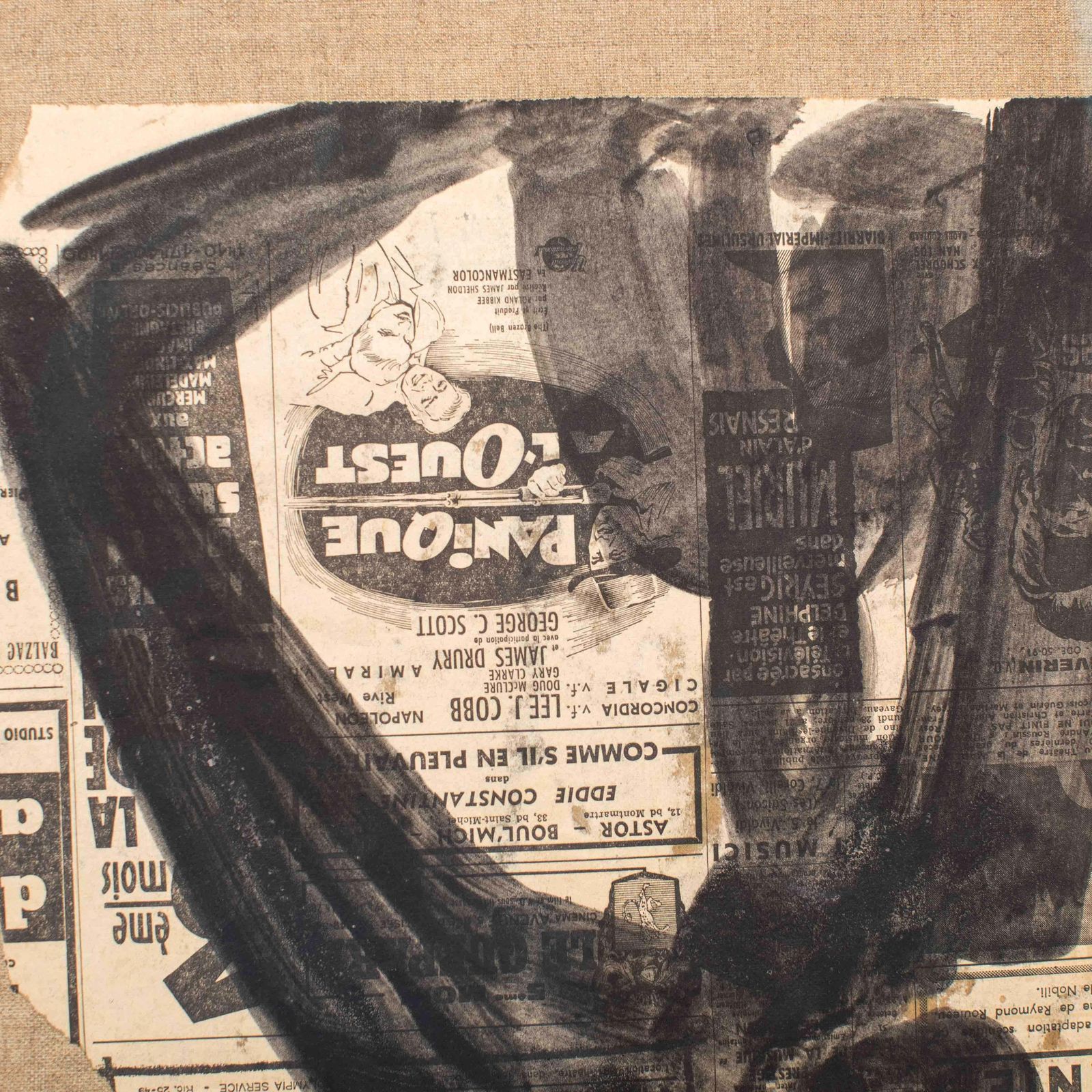 Painting Of An Abstract Female Body In Oil On Newspaper By Antonio Guansé 1963 photo for sale