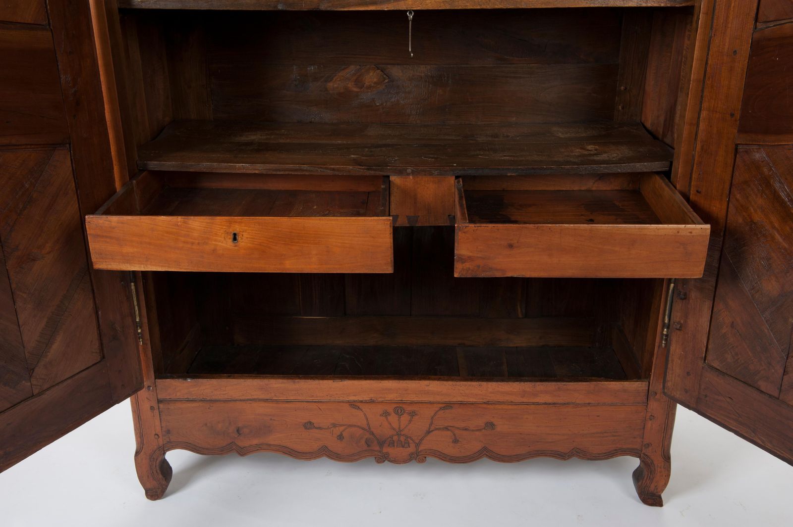 French 18th Century Transition Cherrywood Armoire Cupboard, Circa 1760 photo Furniture