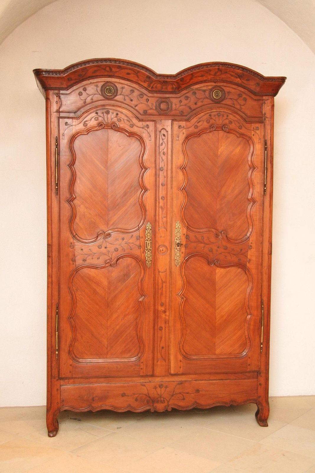Furniture French 18th Century Transition Cherrywood Armoire Cupboard, Circa 1760 photo