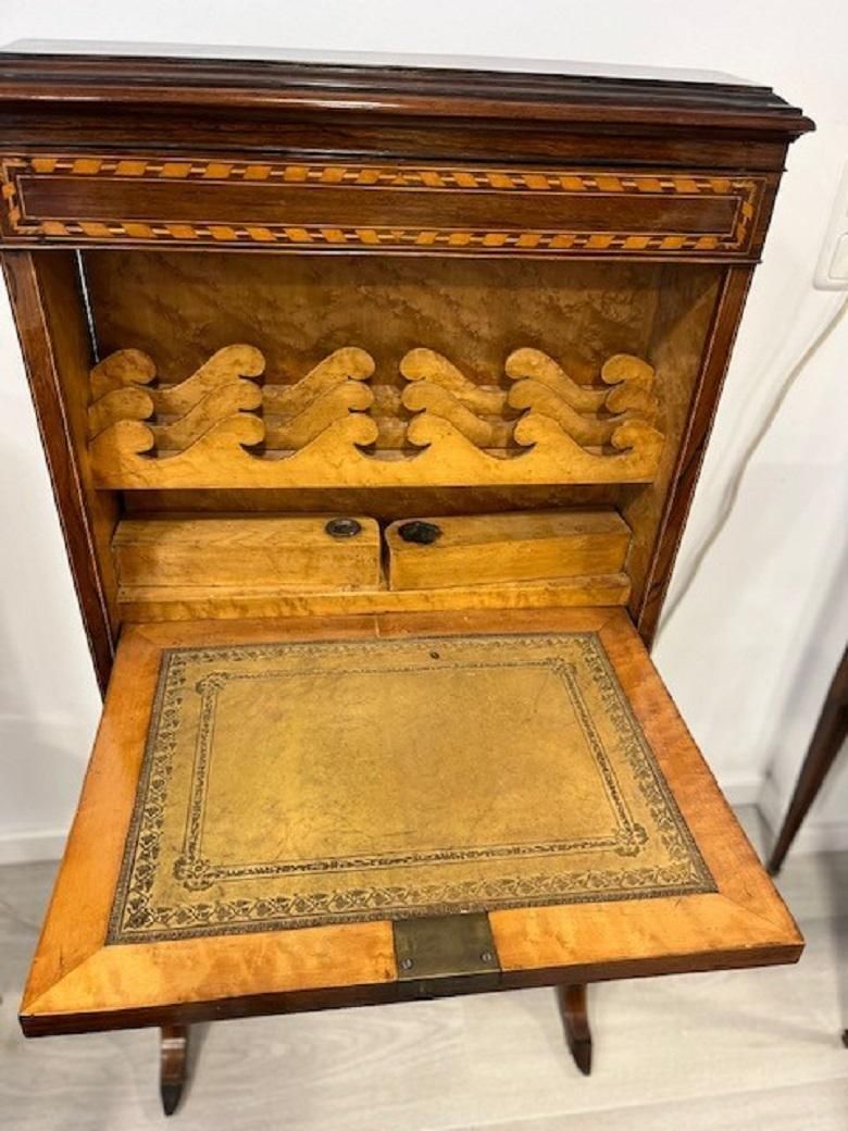 Small French Travel Secretary Napoleon III In Rosewood And Boxwood Veneer 1860s photo vinterior