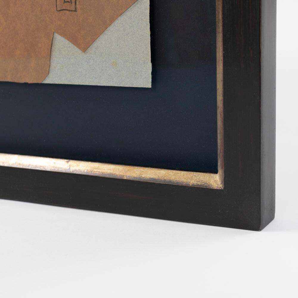 Abstract French Mid Century Cubistic Collage By Ida Colucci, Signed By Hand photo vintage
