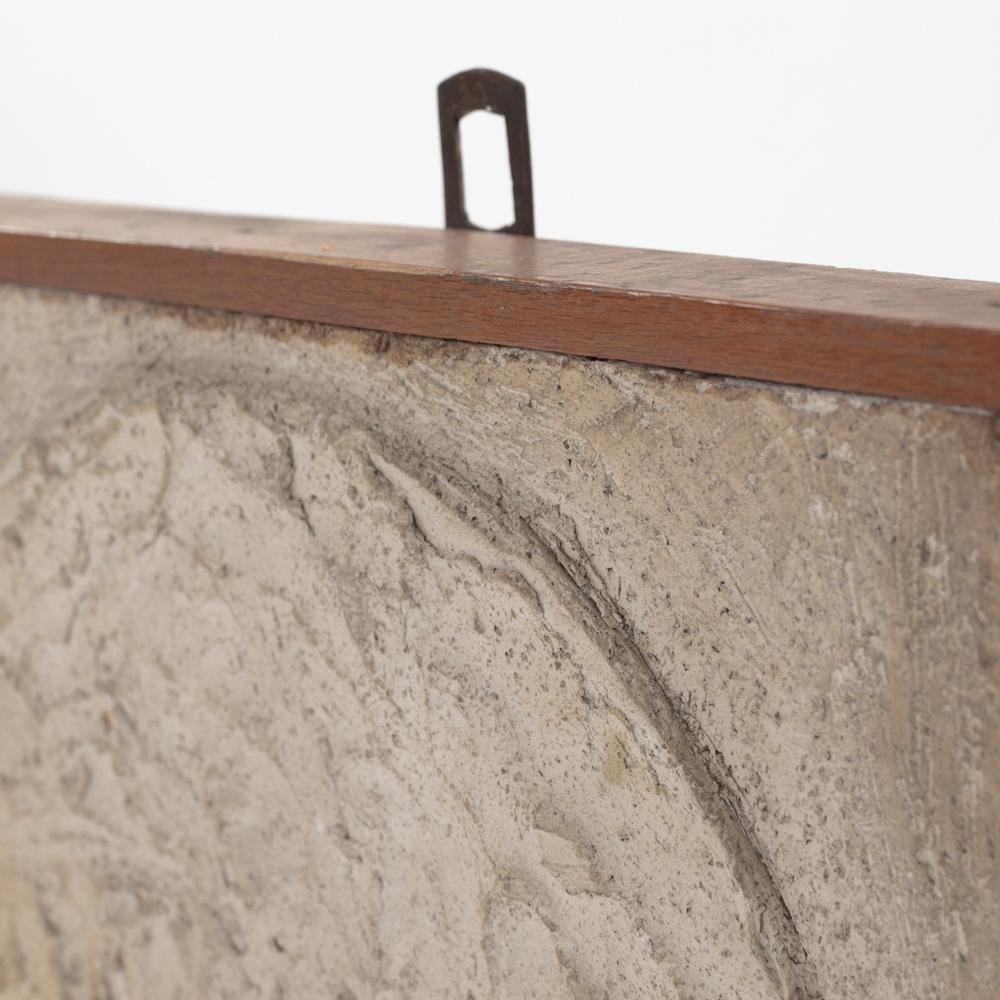 photo for sale Italian Mid Century Sculptural Figurative Sandstone Wall Pannel Signed 1950s