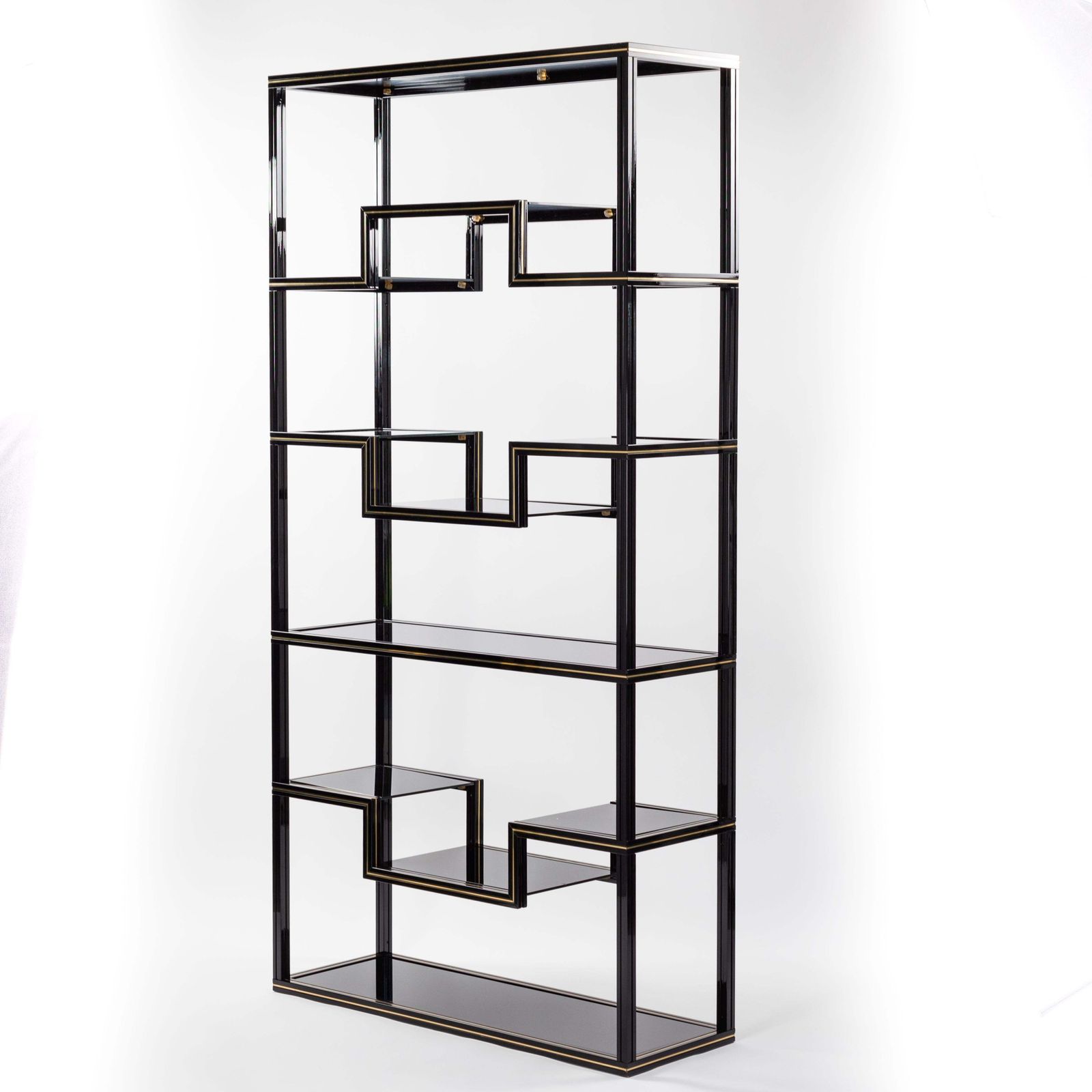 French Black Lacquered & Brass étagère With Open Shelfs By Pierre Vandel, 1970s photo 5932.0