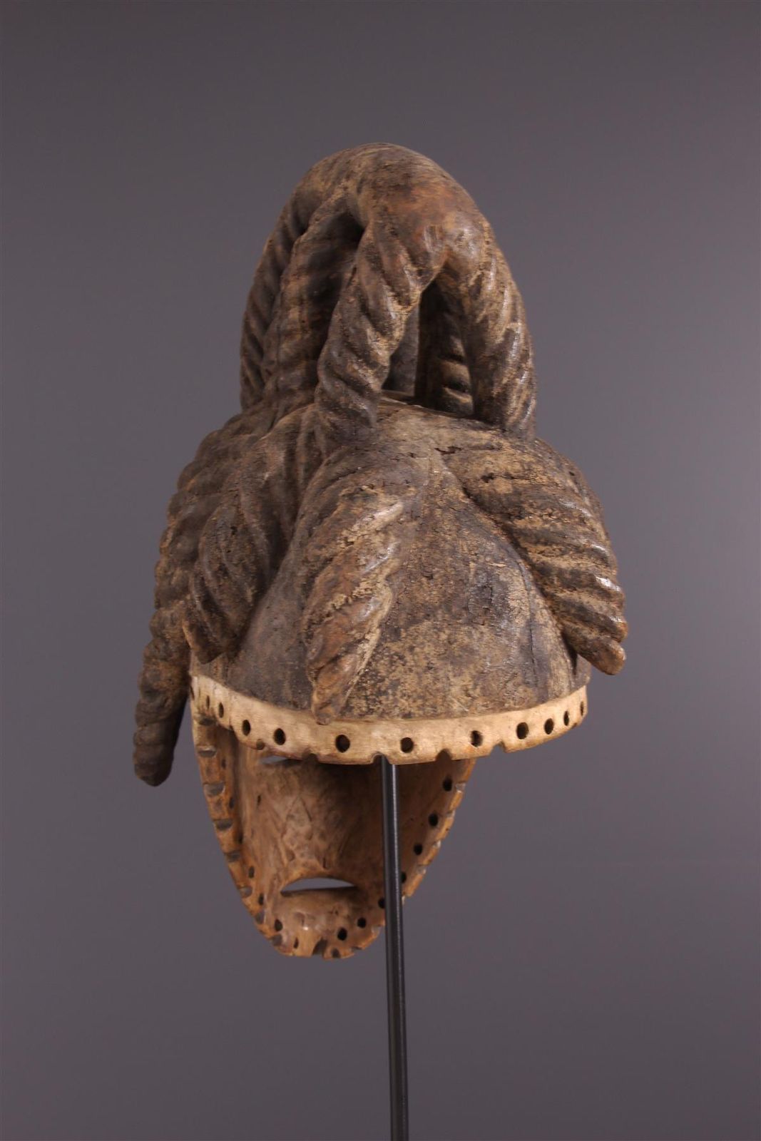 photo furniture African Wooden Female Igbo Agbogo Tribal Mask Brown Red Beige Nigeria 1970s