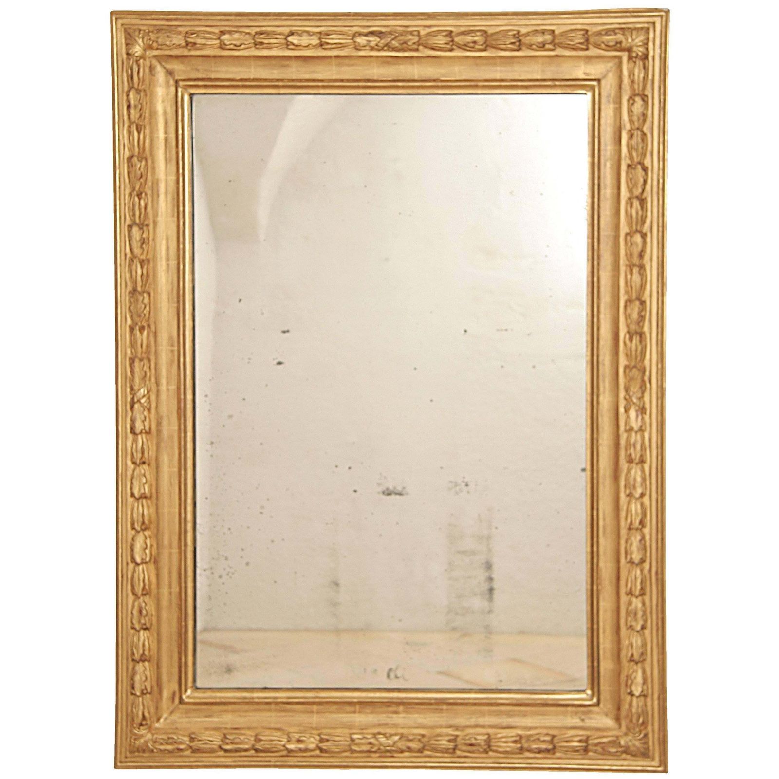 French Gilt Louis XVI Wall Mirror, 18th Century With Original Mercury Glass