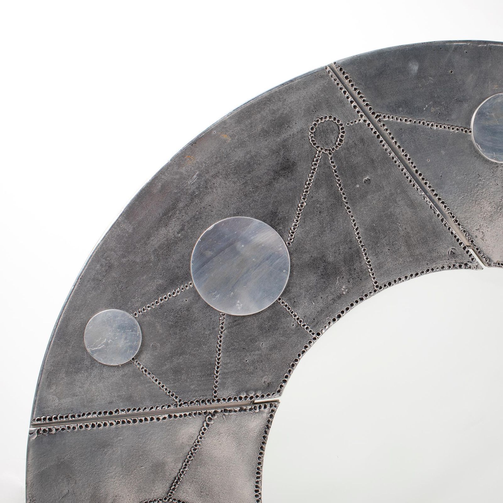 Mid Century Italian Sculptural Steel Mirror By Bianca Garinei Florence, 1970s photo for sale