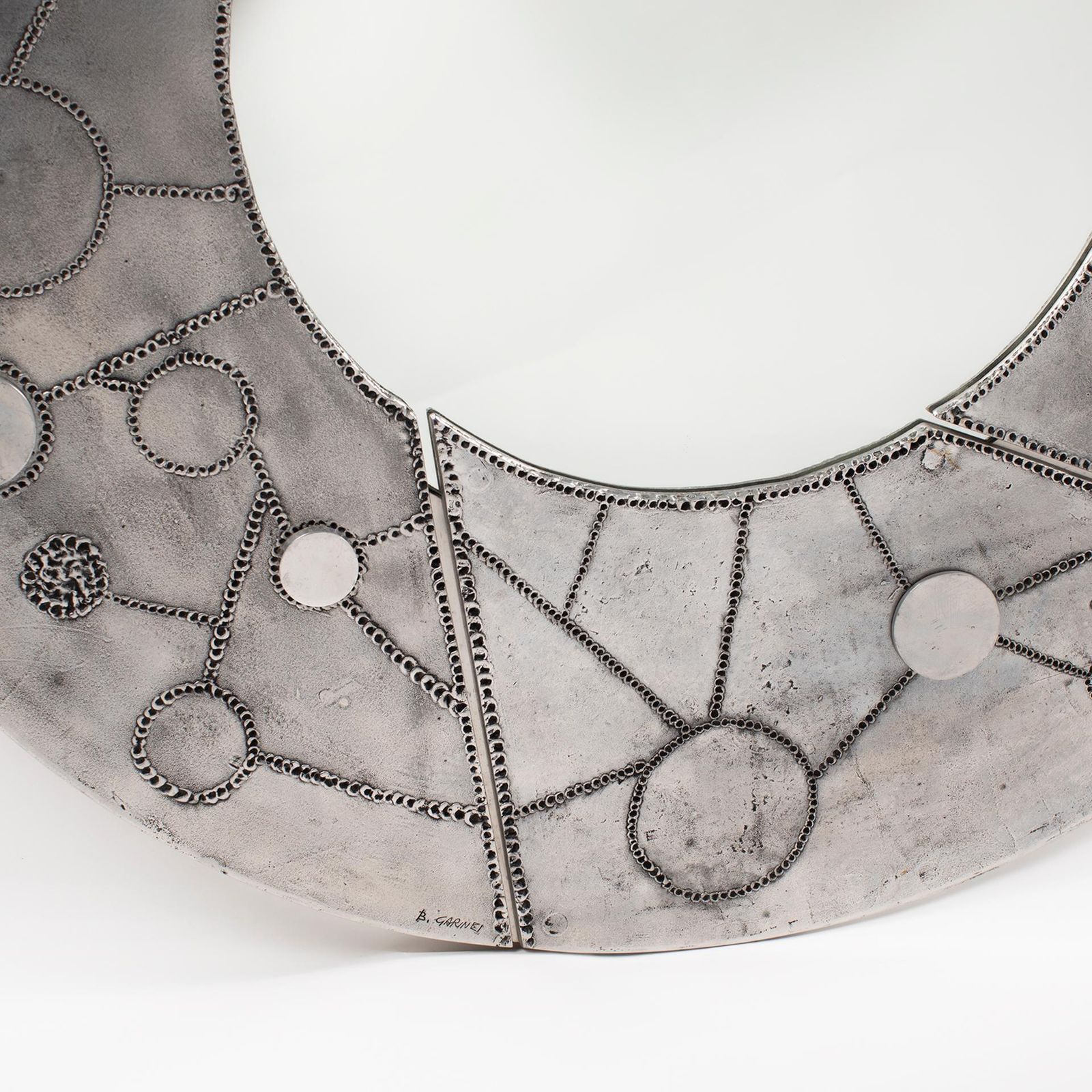 Mid Century Italian Sculptural Steel Mirror By Bianca Garinei Florence, 1970s photo Home Decor