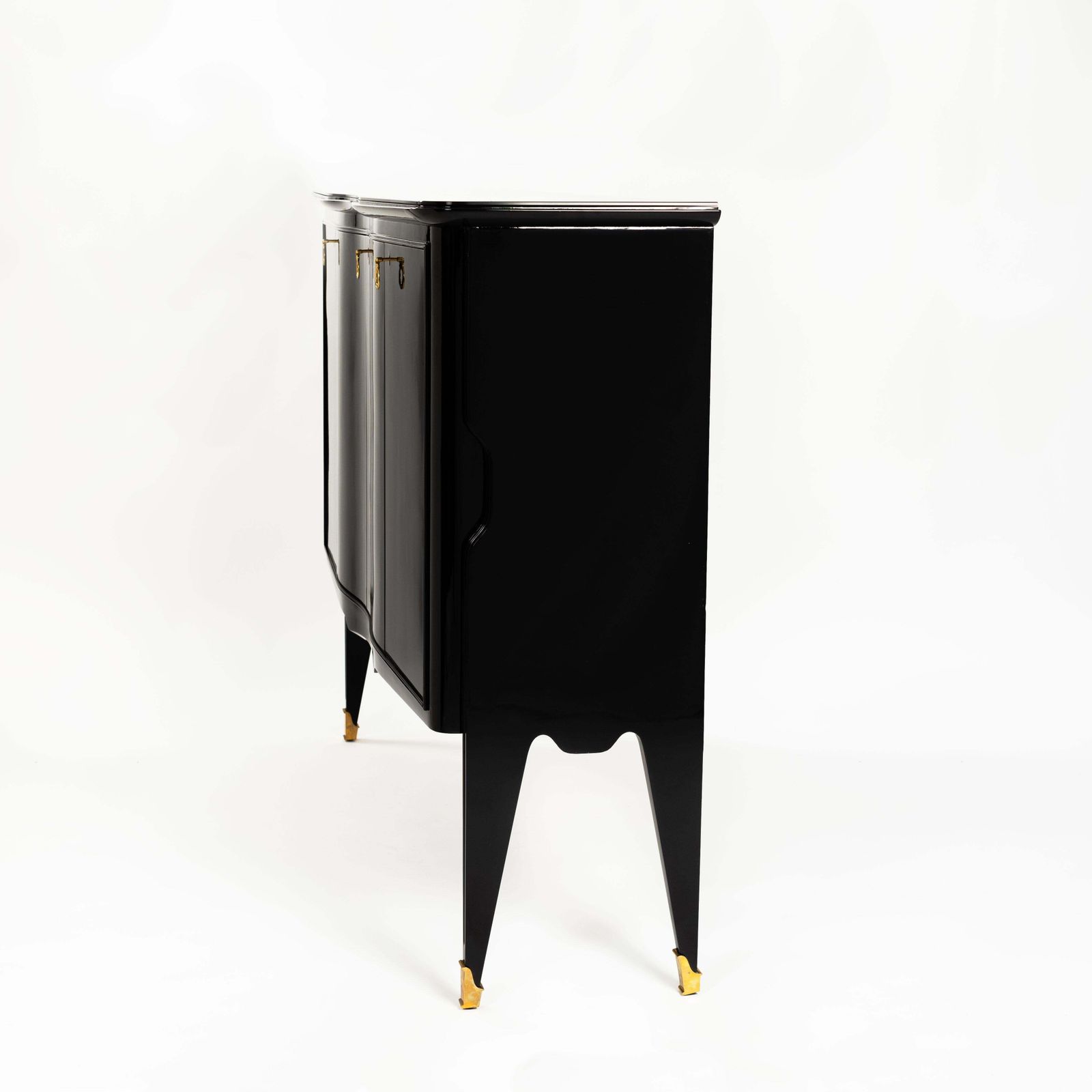 Mid Century Italian Credenza Black Lacquer Brass Details By Vittorio Dassi 1950s photo 9371.0